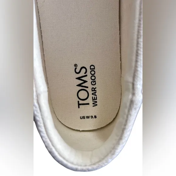 TOMS Valencia Sparkly Metallic Crochet Platform Espadrilles In Cream Sz 9.5✨NIB✨