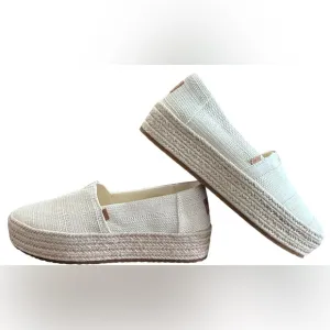 TOMS Valencia Sparkly Metallic Crochet Platform Espadrilles In Cream Sz 9.5✨NIB✨