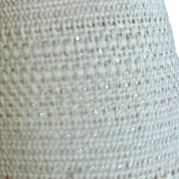 TOMS Valencia Sparkly Metallic Crochet Platform Espadrilles In Cream Sz 9.5✨NIB✨