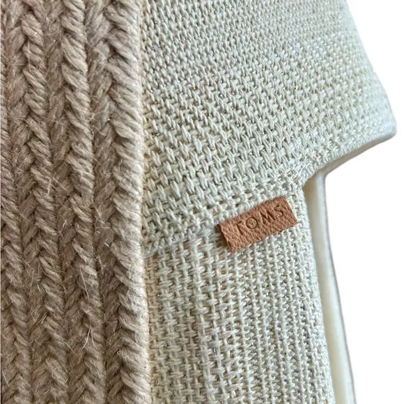 TOMS Valencia Sparkly Metallic Crochet Platform Espadrilles In Cream Sz 9.5✨NIB✨