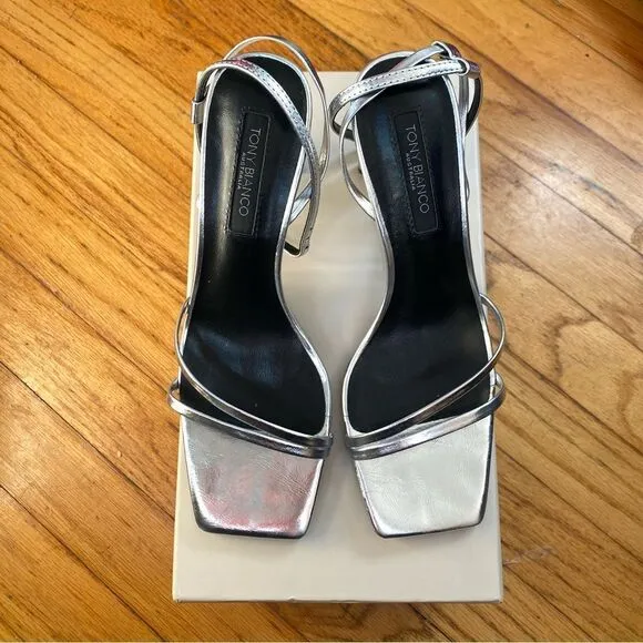 Tony Bianco Corso Shoes silver high heels sandals strappy Revolve Sz 6