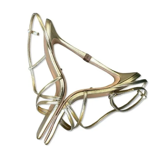 Tony Bianco Franci Gold High Heels Shoes strappy sandals Revolve Sz 7