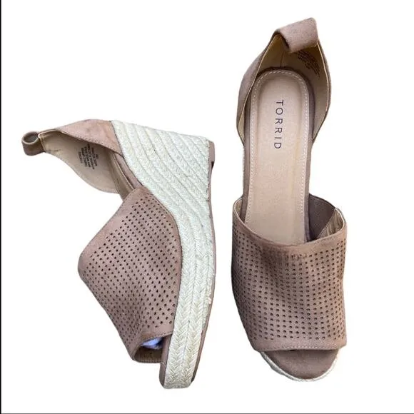 Torrid Taupe Perforated Espadrilles Platform 10W