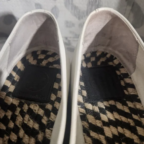 Tory Burch 48533 Colorblock Black White Espadrille Jute Platform EUC