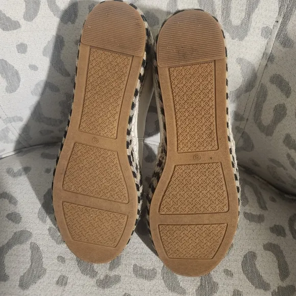 Tory Burch 48533 Colorblock Black White Espadrille Jute Platform EUC
