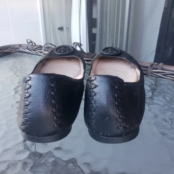 Tory Burch Allie Ballet Flats Black Leather 8.5