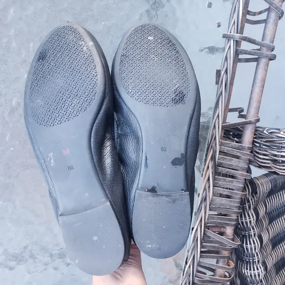 Tory Burch Allie Ballet Flats Black Leather 8.5