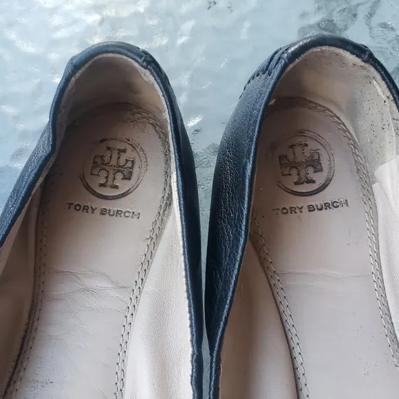 Tory Burch Allie Ballet Flats Black Leather 8.5