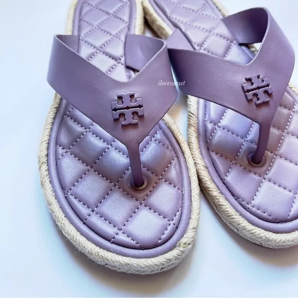 {Tory Burch} Allium Quilted Espadrilles Flat Thong Sandals
