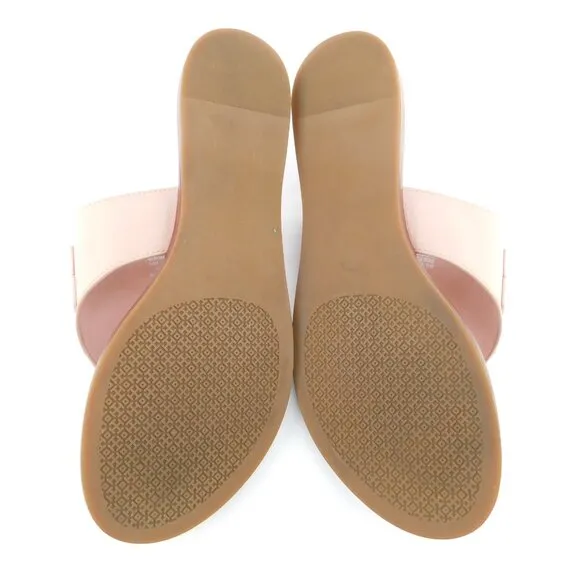 TORY BURCH Baby Pink Logo Leather Thong Flat Sandals 7.5