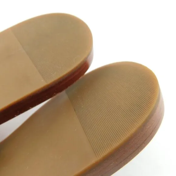 TORY BURCH Baby Pink Logo Leather Thong Flat Sandals 7.5