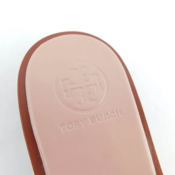 TORY BURCH Baby Pink Logo Leather Thong Flat Sandals 7.5