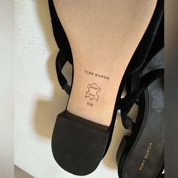 Tory Burch Black Flats with Intricate Woven Design