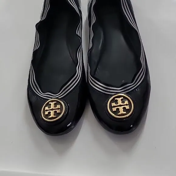 Tory Burch Blue Patent Leather Caroline Ballet Flats