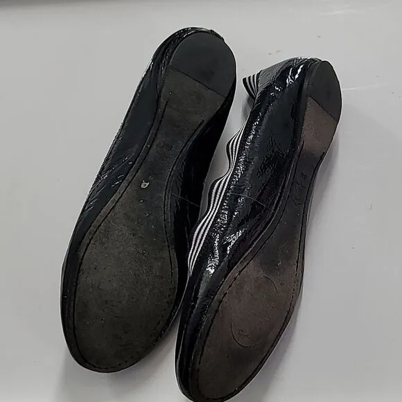 Tory Burch Blue Patent Leather Caroline Ballet Flats