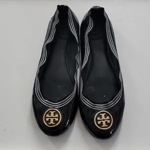 Tory Burch Blue Patent Leather Caroline Ballet Flats