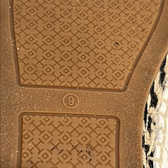 Tory Burch Colour Block Logo Platform Espadrilles Size 9m Black White Leather