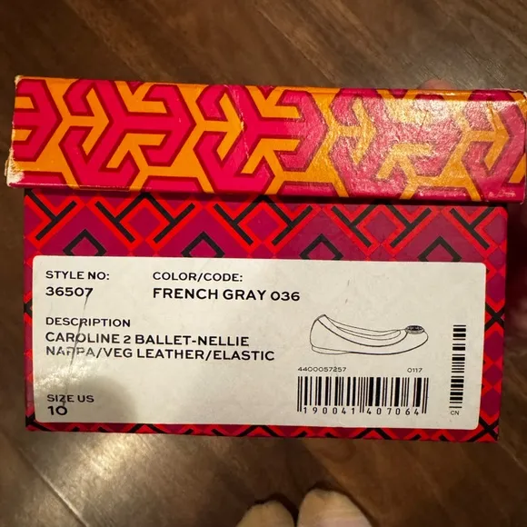 Tory Burch French Gray Caroline Ballet Flats - Size 10