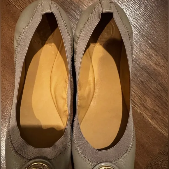 Tory Burch French Gray Caroline Ballet Flats - Size 10