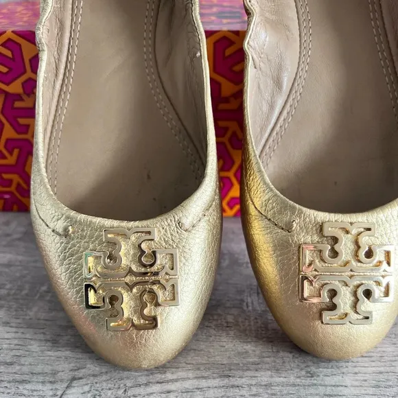 Tory Burch Gold Melinda Ballet Flats