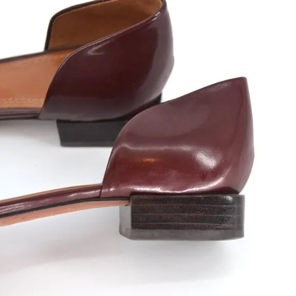 Tory Burch Hyde Pointed Toe D'Orsay Flats Kiltie Fringe Leather Burgundy Size 7