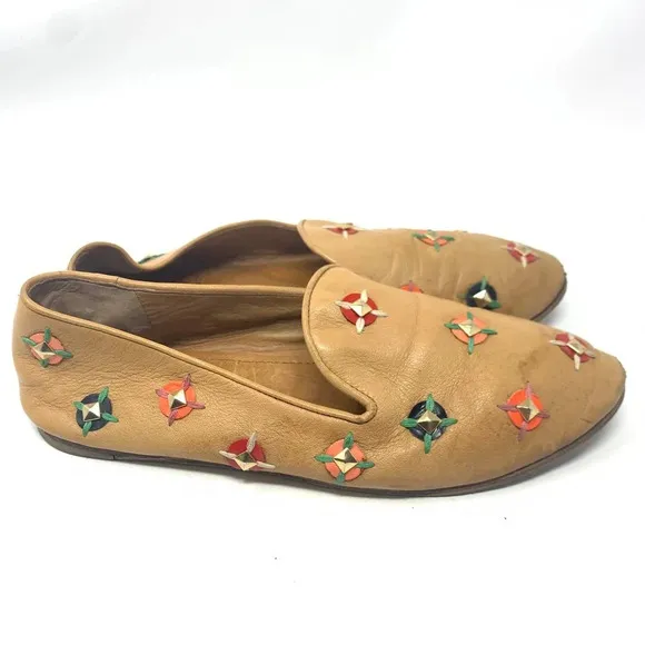 Tory Burch Jasmine Studded Loafers in Croissant