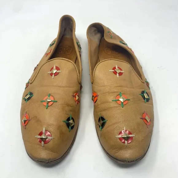 Tory Burch Jasmine Studded Loafers in Croissant