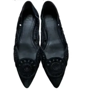 TORY BURCH LEYLA Pointed Toe Cut OutSuede Slip-onWomen's Flats Size 7.5$85