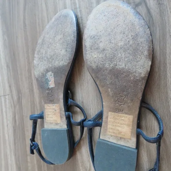 TORY BURCH Liana Flat Jewel Embellished Leather Thong Sandals in Blue Sz US 7.5