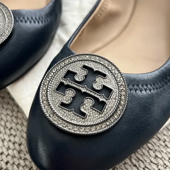 Tory Burch Liana Navy Ballet Flats Black Size 9.5
