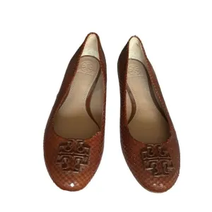 Tory Burch Lowell Snake-Embossed Ballet Flat, Brown