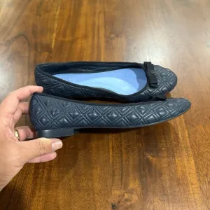 Tory Burch Marion Quilted Navy Blue Leather Bow Ballet Flats Size 7