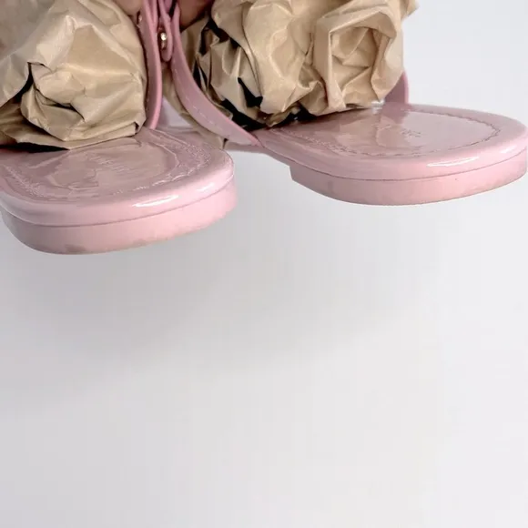Tory Burch Miller Sandals Flat Thong Leather Petunia Soft Pink Size 7.5M