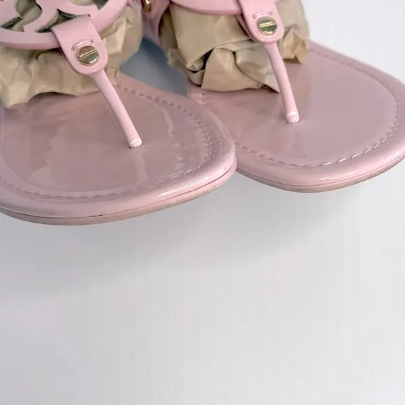 Tory Burch Miller Sandals Flat Thong Leather Petunia Soft Pink Size 7.5M