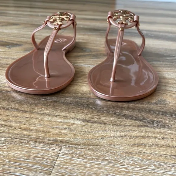 Tory Burch Mini Miller Flat Thong Jelly Sandals in Rose Gold