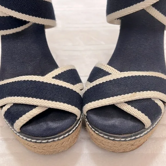 Tory Burch Nautical Espadrilles Wedge Platform Sandals