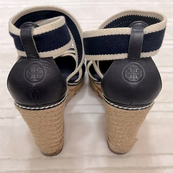 Tory Burch Nautical Espadrilles Wedge Platform Sandals