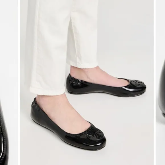 Tory Burch Patent Leather Minnie Travel Ballet Flats