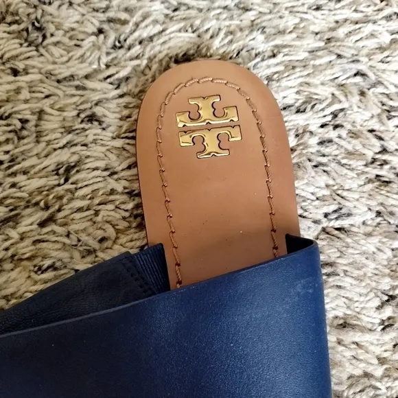 Tory Burch Patos Disk Flat leather Thongs slide Sandals sz 9,5