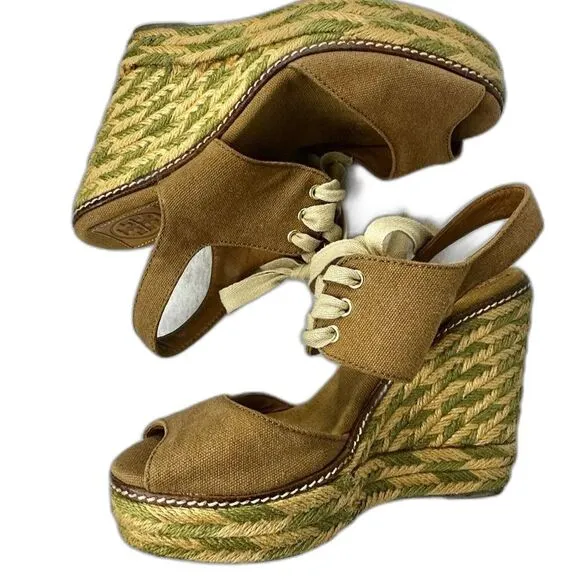 Tory Burch Platform Wedge Espadrilles - Women 8