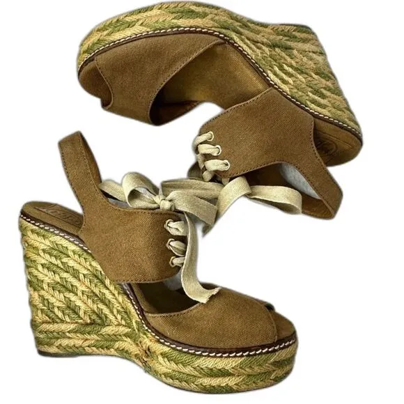 Tory Burch Platform Wedge Espadrilles - Women 8