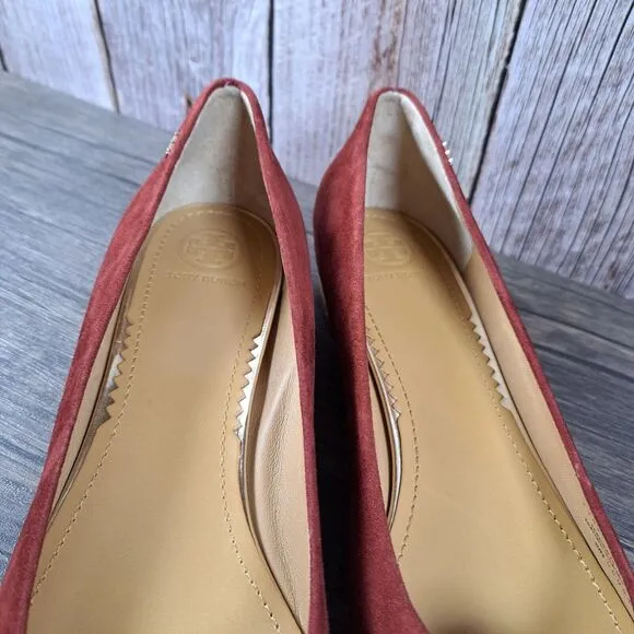 Tory Burch Platos 20mm Lancaster Leather Suede Ballet Flats Women's 8.5 M (NIB)