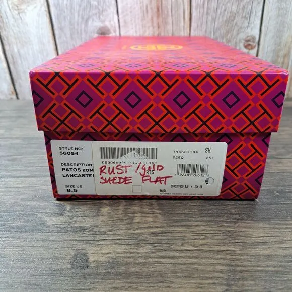 Tory Burch Platos 20mm Lancaster Leather Suede Ballet Flats Women's 8.5 M (NIB)