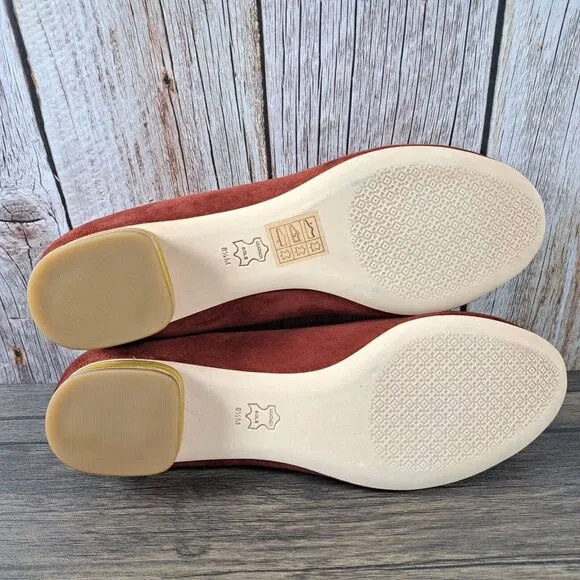 Tory Burch Platos 20mm Lancaster Leather Suede Ballet Flats Women's 8.5 M (NIB)