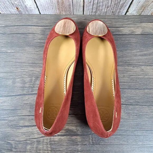 Tory Burch Platos 20mm Lancaster Leather Suede Ballet Flats Women's 8.5 M (NIB)