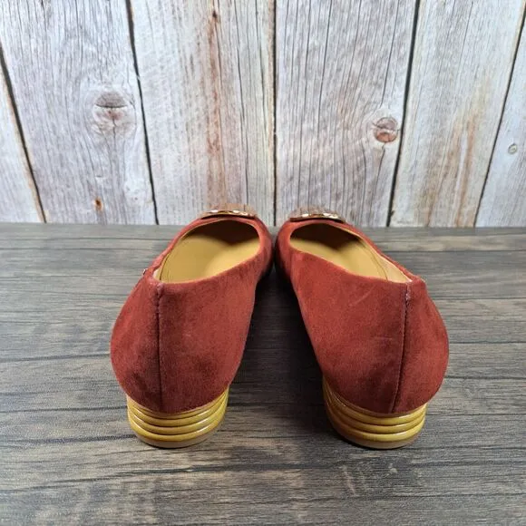 Tory Burch Platos 20mm Lancaster Leather Suede Ballet Flats Women's 8.5 M (NIB)