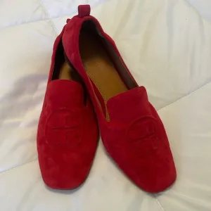 Tory Burch Red Suede Leigh Loafers size 9