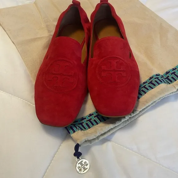 Tory Burch Red Suede Leigh Loafers size 9