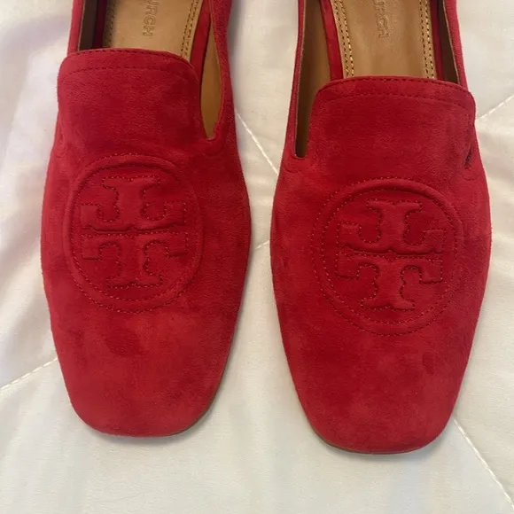 Tory Burch Red Suede Leigh Loafers size 9
