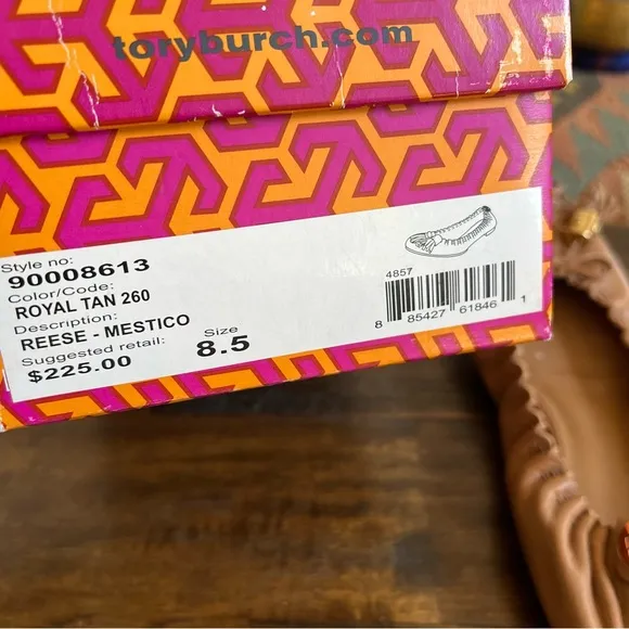 Tory Burch Reese Mestico Ballet Flats In Royal Tan US8.5
